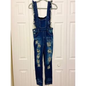 Distressed Denim Romper Overalls Kidcore Rebellious but Cute